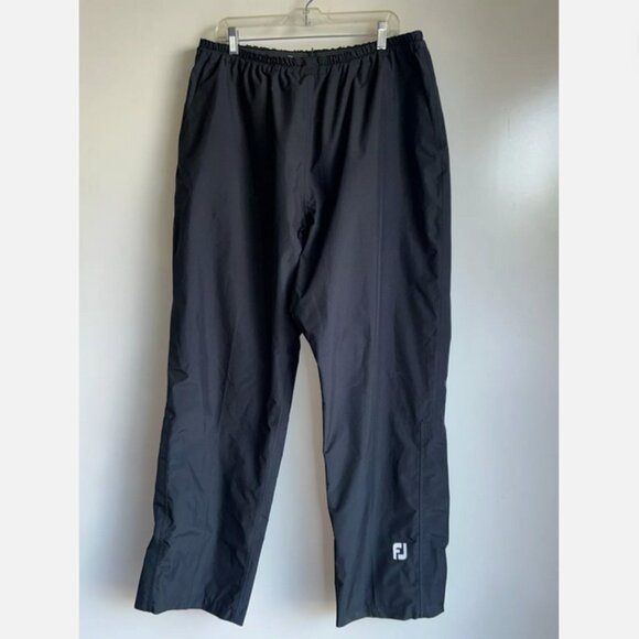 FJ DRYJOYS Black Waterproof Elastic Waist Golf Pants Men's Size XL x 33"L ~EUC